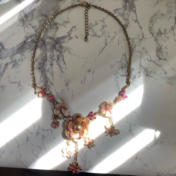 💗floral pink gold necklace - Picture 2 of 5